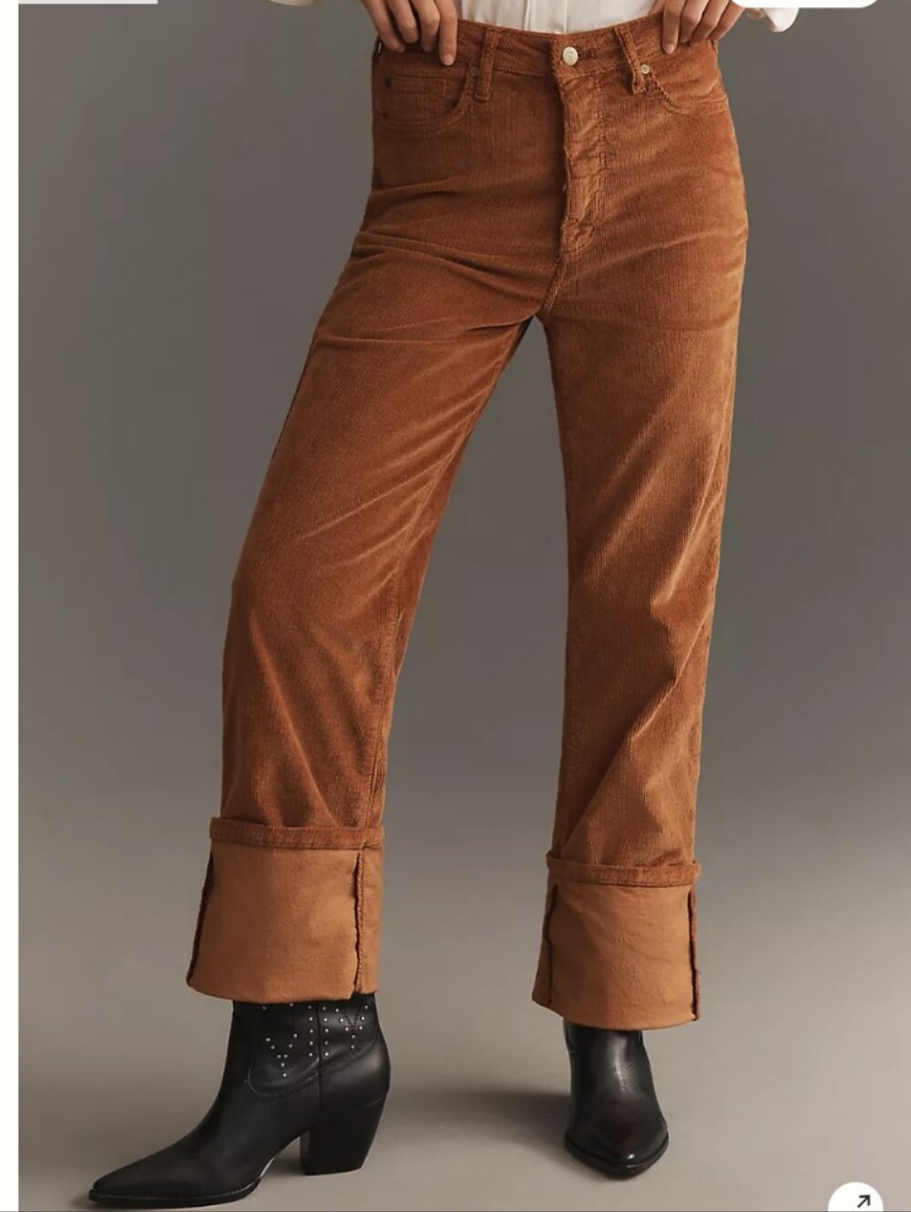 Pilcro Scotty Cuffed High Rise Straight Leg Jeans Corduroy Edition